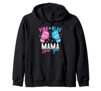 Pink Or Blue Mama Mom Loves You Boxing Gender Reveal Boxer Zip Hoodie