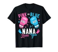 Pink Or Blue Nana Loves You Boxing Gender Reveal Boxer T-Shirt