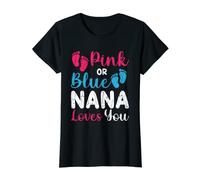 Pink Or Blue Nana Loves You Fun Grandma Grandmother Graphic T-Shirt
