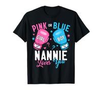 Pink Or Blue Nannie Loves You Boxing Gender Reveal Boxer T-Shirt