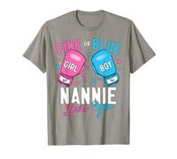 Pink Or Blue Nannie Loves You Boxing Gender Reveal Party T-Shirt