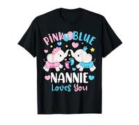 Pink or Blue Nannie Loves You Gender Reveal Elephant T-Shirt