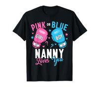 Pink Or Blue Nanny Loves You Boxing Gender Reveal Boxer T-Shirt