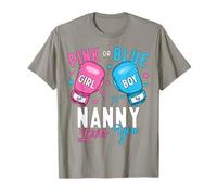 Pink Or Blue Nanny Loves You Boxing Gender Reveal Party T-Shirt