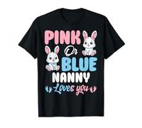 Pink Or Blue Nanny Loves You Bunny Gender Reveal Party T-Shirt