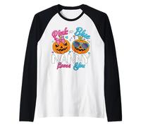 Pink or Blue Nanny Loves You Pumpkin Gender Reveal Party Raglan Baseball Tee