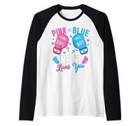 Pink Or Blue Noni Loves You Boxing Gender Reveal Boxer Raglan Baseball Tee