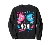 Pink Or Blue Noni Loves You Boxing Gender Reveal Boxer Sweatshirt