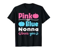 Pink Or Blue Nonna Loves You Pumpkin Gender Reveal T-Shirt