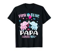 Pink or Blue Papa Loves You Gender Reveal Elephant T-Shirt