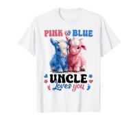 Pink Or Blue Uncle Loves You Cute Goat Gender Reveal T-Shirt