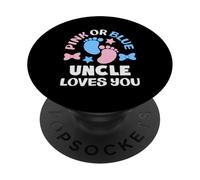 Pink Or Blue Uncle Loves You Gender Reveal Baby Shower Party PopSockets Adhesive PopGrip