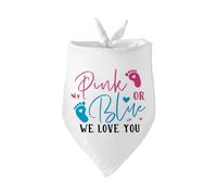 Pink or Blue We Love You Baby Announcement Pregnancy Announcement Dog Bandana White Dog Bandana Gender Reveal Photo Prop Accessories for Pet Lovers Owner Gift