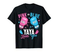 Pink Or Blue Yaya Loves You Boxing Gender Reveal Boxer T-Shirt