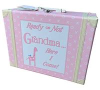 Pink or Grey Visit Grandma Kid's Suitcase Blanket Option (Pink Without Blanket)