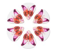 Pink Orange Butterfly Print Guitar Picks 6 Pack With Organizer Storage Bag 0.46 0.71 0.96mm Guitar Plectrums Guitars Accessories For Bass Electric Acoustic Guitars