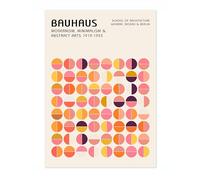 Pink & Orange Circles Bauhaus Poster Mid Century Modern Wall Decor Print, Abstract Geometric Wall Art Boho Abstract Artwork Architecture, Archival Matte, A5 (Print Only) - 21x14.8cm