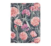 Pink Orange Flower Passport and Vaccine Card Holder Combo Travel Documents Organizer Protector Passport Holder Case for Women and Men Waterproof