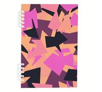 Pink Orange Geometric A5 Notebook, Black Purple Notebooks, Lined Paper Girls Notebook 120Pages/60Sheets, A5 Exercise Book for Meeting, Writing Books for Office, Study Essentials Women Man
