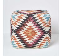 (Pink & Orange) Kilim Footstool Handwoven Beanbag Pouffe 43 x 43 cm