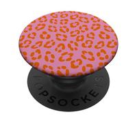 Pink Orange Leopard Print Cheetah Cute Aesthetic Girly Y2K PopSockets Adhesive PopGrip