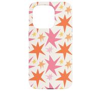 Pink Orange Starburst Funky Stars Pattern Case for iPhone 15 Pro