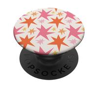Pink Orange Starburst Funky Stars Pattern PopSockets Adhesive PopGrip