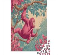 Pink Orangutan in The Forest Jigsaw Puzzles Challenge Toy Educational Games Home Decoration for Adults& Teenager Age 14 Years Up 70x50cm/1000pcs