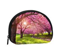 Pink Orchard Print Portable Mini Storage Bag Shell Shaped Wallet Small Coin Wallet Shell Storage Bag