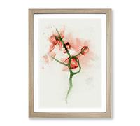 Pink Orchid Flower Abstract Art Modern Framed Print | A2 Oak Framed Wall Art | Ready to Hang | Abstract Floral Picture | Living Room Bedroom Lounge Office