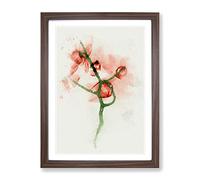 Pink Orchid Flower Abstract Art Modern Framed Print | A2 Walnut Framed Wall Art | Ready to Hang | Abstract Floral Picture | Living Room Bedroom Lounge Office