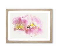 Pink Orchid Flower in Abstract Framed Print | A2 Oak Framed Wall Art | Ready to Hang | Abstract Floral Picture | Living Room Bedroom Lounge Office