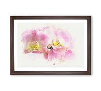 Pink Orchid Flower in Abstract Framed Print | A2 Walnut Framed Wall Art | Ready to Hang | Abstract Floral Picture | Living Room Bedroom Lounge Office
