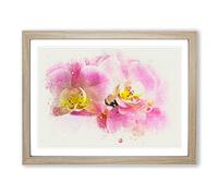 Pink Orchid Flower In Abstract Modern Art Framed Print | A3 Oak Framed Wall Art | Ready to Hang | Abstract Floral Picture | Living Room Bedroom Lounge Office