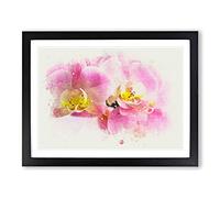 Pink Orchid Flower In Abstract Modern Art Framed Print | A4 Black Framed Wall Art | Ready to Hang | Abstract Floral Picture | Living Room Bedroom Lounge Office