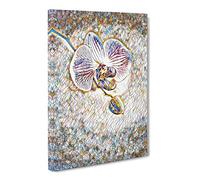 Pink Orchid Flower No.3 Modern Bg Canvas Print | Gallery Wrapped 30mm Frame Wall Art | 20x14 inches | Ready to Hang | Modern Floral Picture | Living Room Bedroom Lounge Office