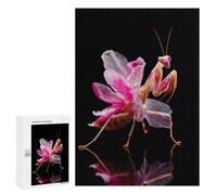 Pink Orchid Mantis Macro Photography Puzzle for Adults, 300 PCS, Illustrated Jigsaw Edition, Shared Puzzle Time for Family And Friends, at Home