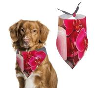 Pink Orchid Stone Red Candles Dog Bandanas, Lightweight and Breathable Triangle Pet Scarf,Soft and Comfortable Pet Bandana for Small Medium Large Breed.