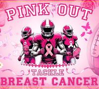 Pink Out Tackle Breast Cancer Banner Backdrop,Pink Ribbon Fight for The Cure Breast Cancer Awareness Support Background Charity Events Fundraising Party Decorations Supplies