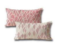 Pink Outdoor Cushions Covers 40 x 70 Sofa Cushions, Geometry Breathable Linen Rectangle Cushion Covers Autumn Decorations Pillow Cases 2 Pack, with Invisible Zipper, for Halloween Decorations q-100