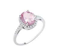 Pink Oval Engagement Ring 925 Sterling Silver Size J - Q British Made (L)