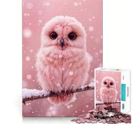Pink Owl in Winter Jigsaw Puzzles 1000 Piece for Adults Strengthen Recall Leisure Fun Quality Edge Elegant Gift (38x26cm)