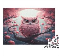 Pink Owl Jigsaw Puzzles Puzzles for Adults Kids. 1000 Piece Moonlit Night Whimsical Challenge Toy Educational Games Home Decoration for Adults& Kids Age 14 Years Up 1000pcs (75x50cm)