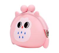 Pink Owl Silicone Mini Coin Purse, Kawaii Cartoon Jelly Wallet