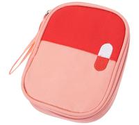 Pink Oxford Cloth Travel First Aid Pouch with Zipper Closure | Fully Opened Design, Handy for Travelling and Office Drawer Storage, Easy to Wash, Portable