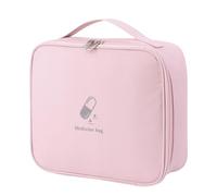Pink Oxford Cloth with Zipper Closure First Aid Pouch for Outdoor Use | Portable Storage Bag, Fully Opened Design, Washable Finish, Handbag Carry, Travel Medication Bag