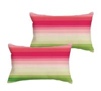 Pink Pack of 2 Outdoor Waterproof Linen Cushions Covers 80x100 cm Green Rectangle Cushion Covers with Invisible Zipper, Double Sided Printing Pillowcases for Garden Bench Indoor Sofa Bed 1B-821