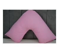 (Pink) Pack of 2 Plain Poly-Cotton Back & Neck Support V Shaped Pillowcase Orthopaedic/Pregnancy/Nursing Pillow Case Pair- Available in 25 Colours 74 x 34 cm