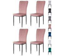 MCC Direct Set of 4 High back Dining Chairs Velvet FabricKitchen/Dining Seating - Elle By MCC in Pink MCC Direct Pink