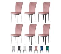 MCC Direct Set of 6 High back Dining Chairs Velvet FabricKitchen/Dining Seating - Elle By MCC in Pink MCC Direct Pink